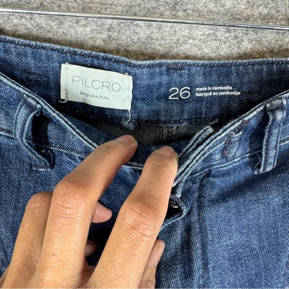 Pilcro Anthropologie Blue Wide Leg Jeans Size 26 High Rise Utility Denim Style - Picture 6 of 16